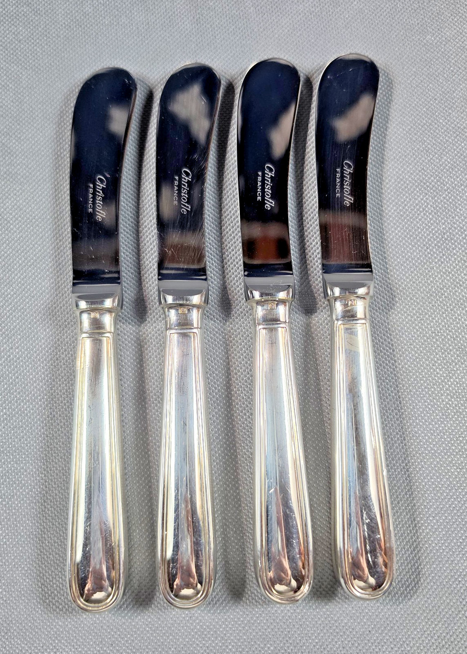 Christofle Albi Silverplate Vintage Butter Knives Spreaders Set of 4 France